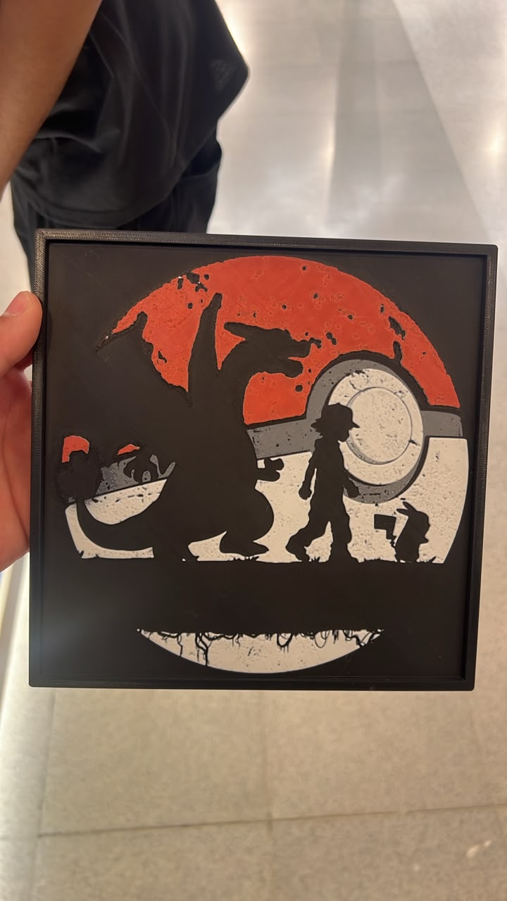 Quadro Charizard/Ash/Pikachu Shadow